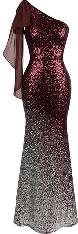 Asymmetric Sequin Mermaid Prom Dress