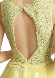 Lovely Tulle & Lace V-neck Neckline Cut-out Back Hi-lo A-line Homecoming Dresses