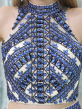 Gary Beading High Neck Two Piece Prom Dress