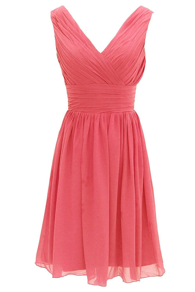 V Neck Watermelon Chiffon Short Bridesmaid Dress US10 / Blue V Neck Watermelon Chiffon Short Bridesmaid Dress US10 / Blue