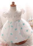 Fashionable Satin & Organza Jewel Neckline Ball Gown Flower Girl Dresses With Lace Appliques
