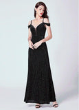 Fleece Spaghetti Straps Long A-line Evening Dress