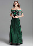 Fashionable Lace Off-the-shoulder Embroidery Prom Formal Dress