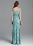 Lace Spaghetti Straps Sequins Mermaid Evening Dress