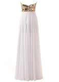 Long Beaded White Prom Dresses Featuring Sweetheart Neckline Long Chiffon A Line