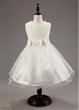 Amazing Tulle Jewel Neckline Ball Gown Flower Girl Dresses With Handmade Flowers