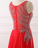 Red Illusion Long Prom Dress