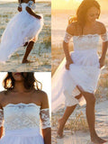 Sexy Off The Shoulder A-Line Floor Length Lace Chiffon Wedding Dress