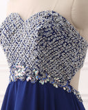Sexy Off the Shoulder Sweetheart Beading Sequins Prom Dress A- Line Chiffon Evening Gown