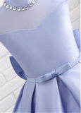 Modern Organza & Satin High Collar Neckline Ball Gown Flower Girl Dresses With Bowknot & Beadings