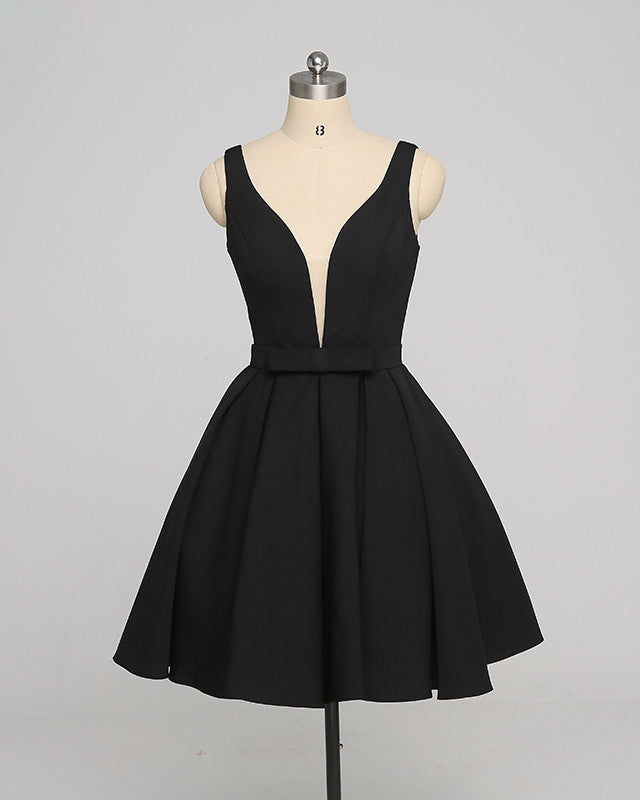 Black Deep-V Ball Gown Simple Prom Dress Sassymyprom Black Deep-V Ball Gown Simple Prom Dress Sassymyprom