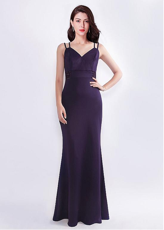 Cotton Spaghetti Straps Grape Mermaid Evening Dress US12 Cotton Spaghetti Straps Grape Mermaid Evening Dress US12