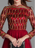 Charming Tulle Bateau Red Long A-line Prom Dress