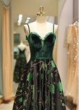 Satin Spaghetti Straps  Fleece & Embroidery Evening Dress