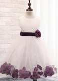 Simple Tulle  Flower Girl Dresses With Handmade Flowers