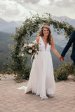 Beach Backless Chiffon Deep V-neckline Wedding Dress
