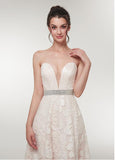 Lace Sweetheart Champagne Beading A-line Prom Dress