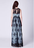 Lace V-neck Neckline Floor-length A-line Prom Dress