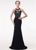 Halter Satin Black Mermaid Evening Prom Dress