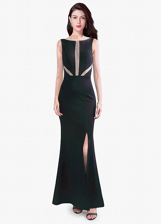 Cotton Bateau Mermaid Formal Dress With Slit US6 / White Cotton Bateau Mermaid Formal Dress With Slit US6 / White