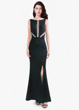 Cotton Bateau Mermaid Formal Dress With Slit