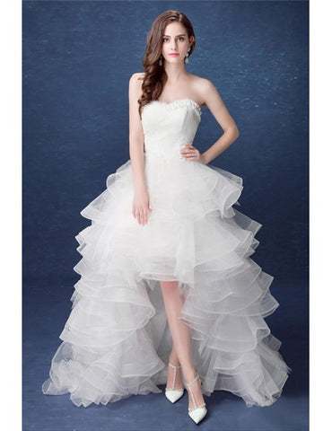 Ruffles High Low Sweetheart Cascading Wedding Dress