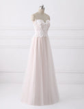 Spaghetti Straps Pink A-line Floor Length Wedding Dresses