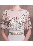 Detachable Jacket Satin Spaghetti Straps White Mermaid Evening Dress