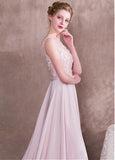 Satin & Tulle Bateau Pink Belt Prom Dress With Handmade Flowerss