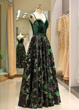 Satin Spaghetti Straps  Fleece & Embroidery Evening Dress