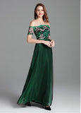 Fashionable Lace Off-the-shoulder Embroidery Prom Formal Dress