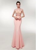High Collar Backless Beading Mermaid Evening Dress