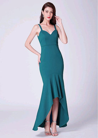 Spandex Sweetheart Green Hi-lo Mermaid Evening Dress