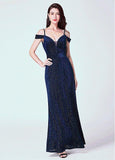 Fleece Spaghetti Straps Long A-line Evening Dress