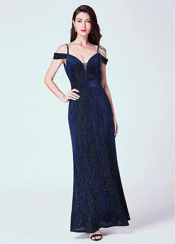 Fleece Spaghetti Straps Long A-line Evening Dress
