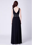 Composite Silk Chiffon V-neck Rhinestones Prom Dress
