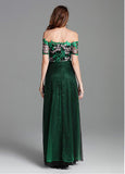 Fashionable Lace Off-the-shoulder Embroidery Prom Formal Dress