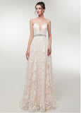 Lace Sweetheart Champagne Beading A-line Prom Dress