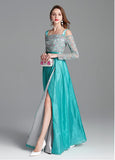 Organza Off-the-shoulder Green A-line Evening Dress