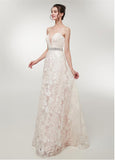 Lace Sweetheart Champagne Beading A-line Prom Dress