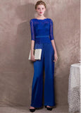 Jumpsuit Acetate Royal Satin & Lace Jewel Evening Dress