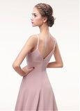 Pink Spaghetti Straps Satin A-line Evening Dress