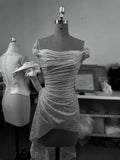 Sparkle Sequin Bling Bling Off The Shoulder  Wedding Dress