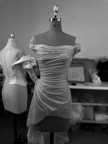 Sparkle Sequin Bling Bling Off The Shoulder  Wedding Dress