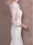 Lace & Spandex Bateau White Mermaid Evening Dress