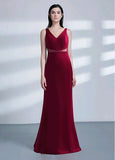 Cotton V-neck Beadings Long Mermaid Evening Dress