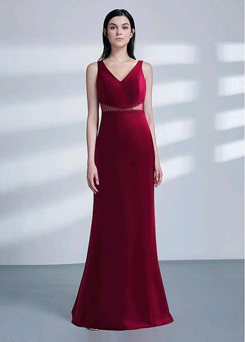 Cotton V-neck Beadings Long Mermaid Evening Dress