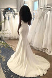 Spaghetti Straps Satin Mermaid Beach Wedding Dress