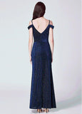Fleece Spaghetti Straps Long A-line Evening Dress