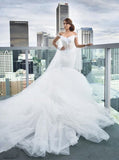 Mermaid Sheer Sleeves Off the Shoulder Bridal Wedding Dress